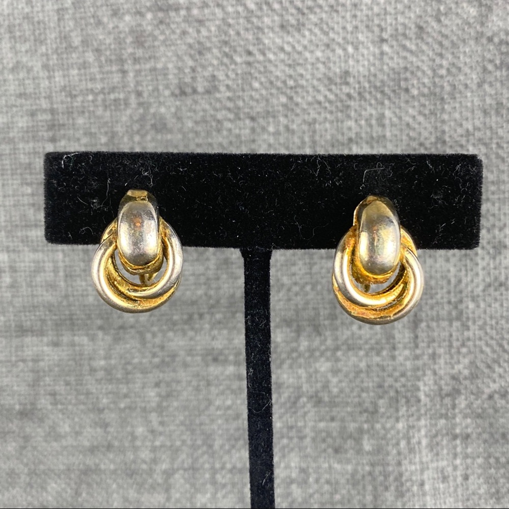 Vintage Mini Tarnished Silver W/ 2 Hoops Clip On